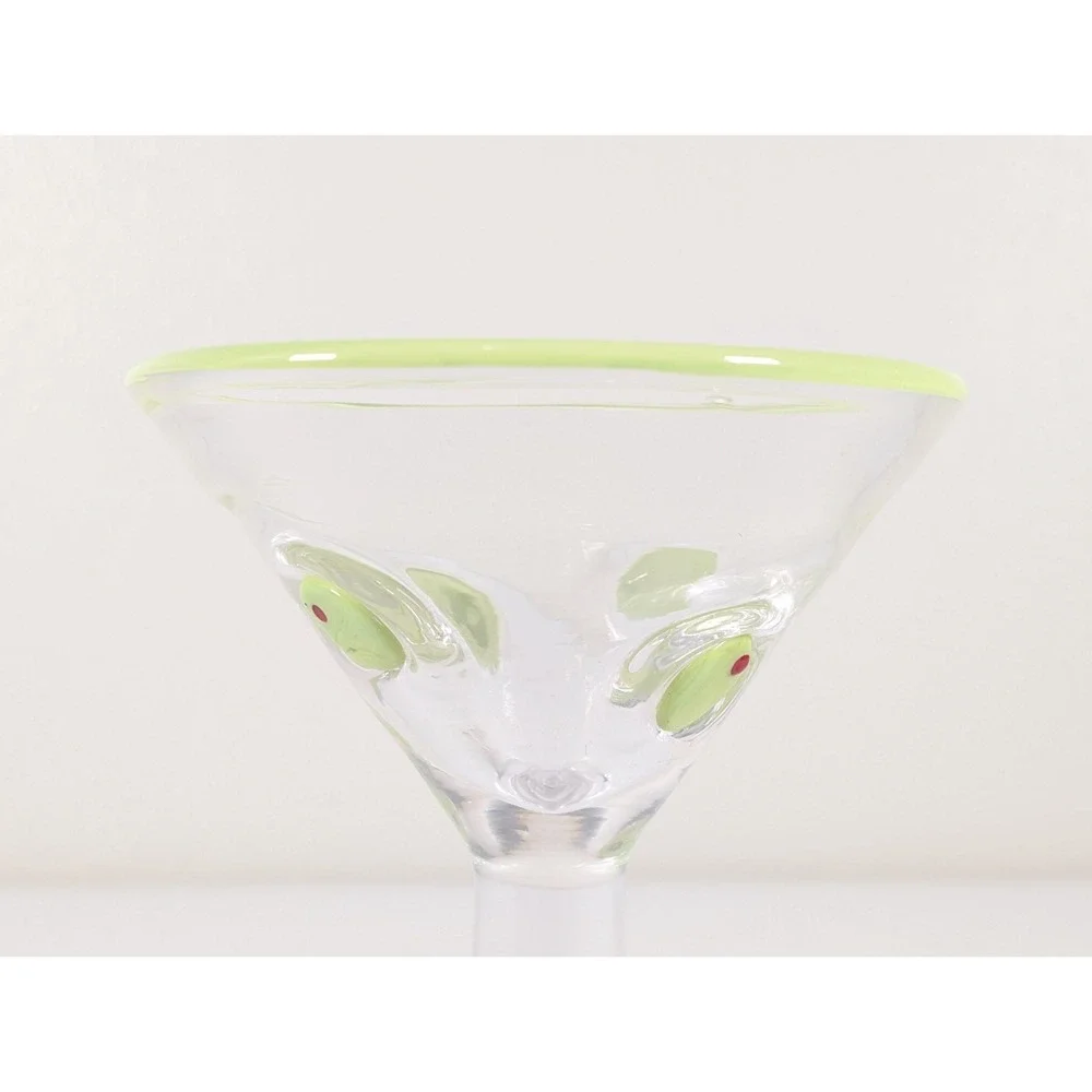 Anthropologie Dupe Green Olive Martini Glasses Cocktail Barware Home Bar Cart